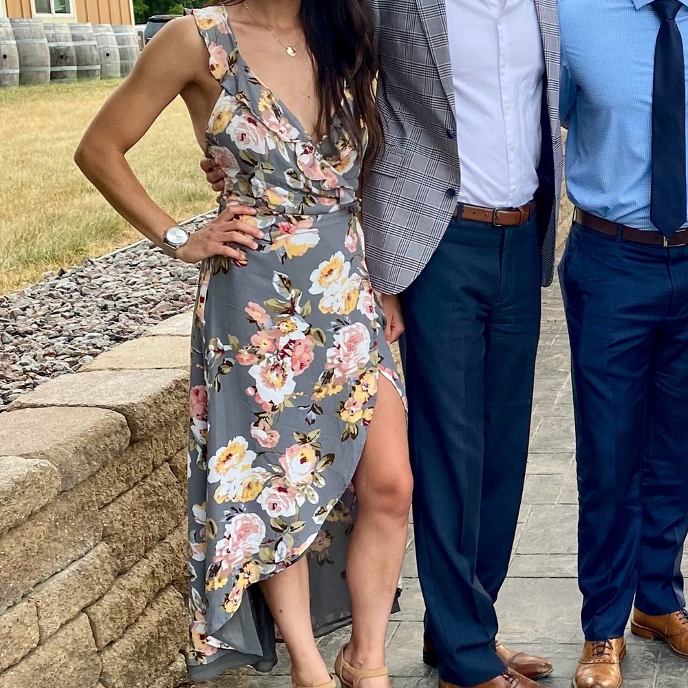 High low wrap dress